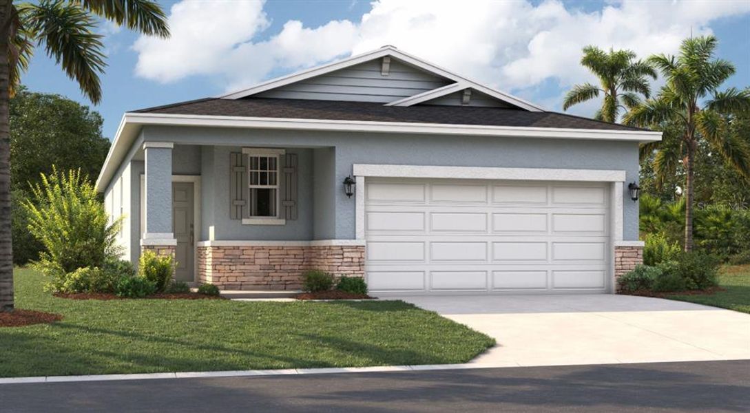 Front exterior of a new home in Watermark, Cocoa, FL, highlighting curb appeal (Image 1).
