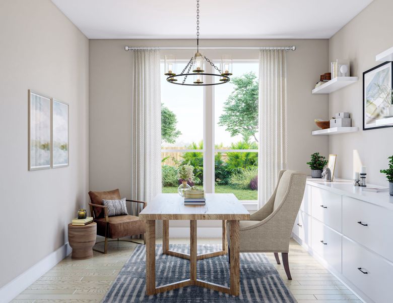 Furnished interior view inside a new home in Dunham Pointe, Cypress (Image 3). Furnished interior view inside a new home in Dunham Pointe, Cypress (Image 3).