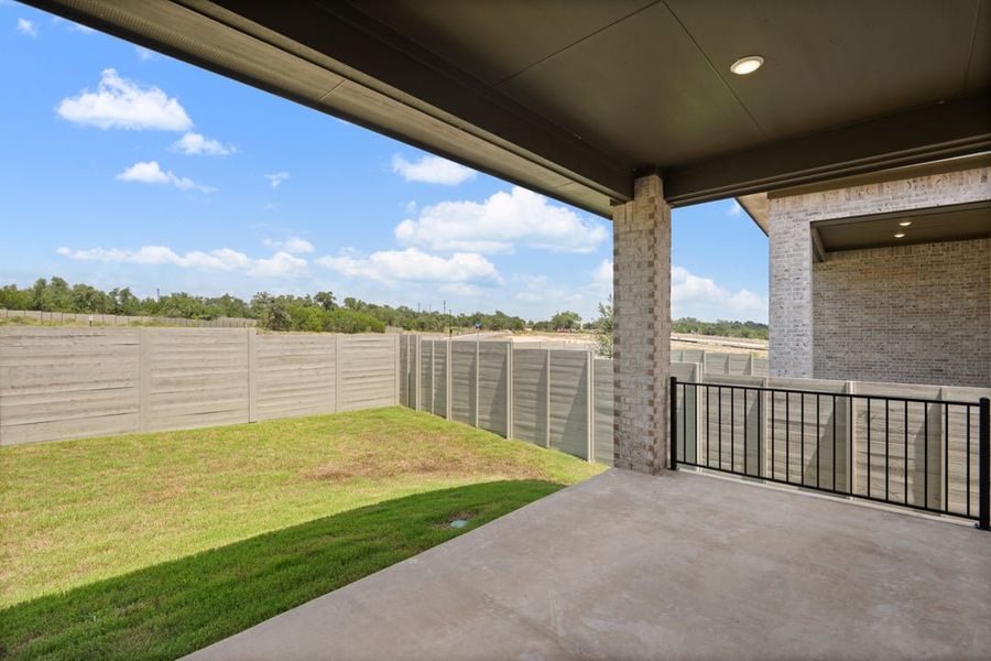 Exterior details and patio area of a home in Arbor Collection At Wolf Ranch, Georgetown (Image 4).