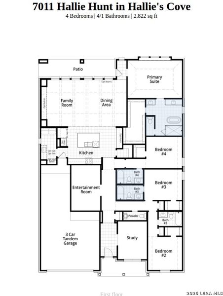 2D floor plan layout of this home in Hallie's Cove, Schertz, TX (Image 4).