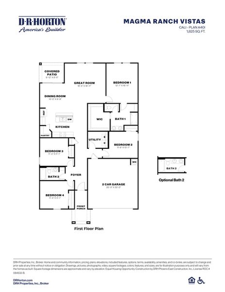 2D floor plan layout for the Cali by D.R. Horton in Magma Ranch Vistas, Florence, AZ (Image 4). 2D floor plan layout for the Cali by D.R. Horton in Magma Ranch Vistas, Florence, AZ (Image 4).
