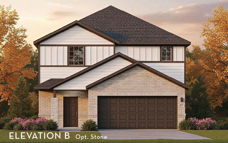 Representative exterior photo of a completed home built from the Alder by CastleRock Communities in Sunset Oaks, Maxwell, TX (Image 2).