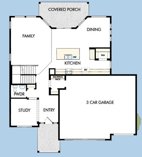 2D floor plan layout for the The Standley by David Weekley Homes in The Aurora Highlands The Vistas, Aurora, CO (Image 3). 2D floor plan layout for the The Standley by David Weekley Homes in The Aurora Highlands The Vistas, Aurora, CO (Image 3).