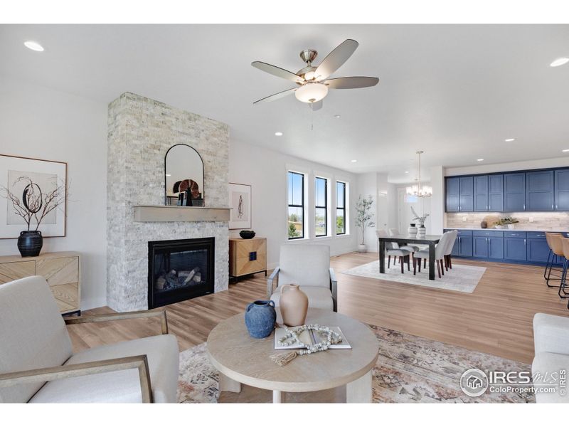 A gas fireplace makes for cozy Colorado winters