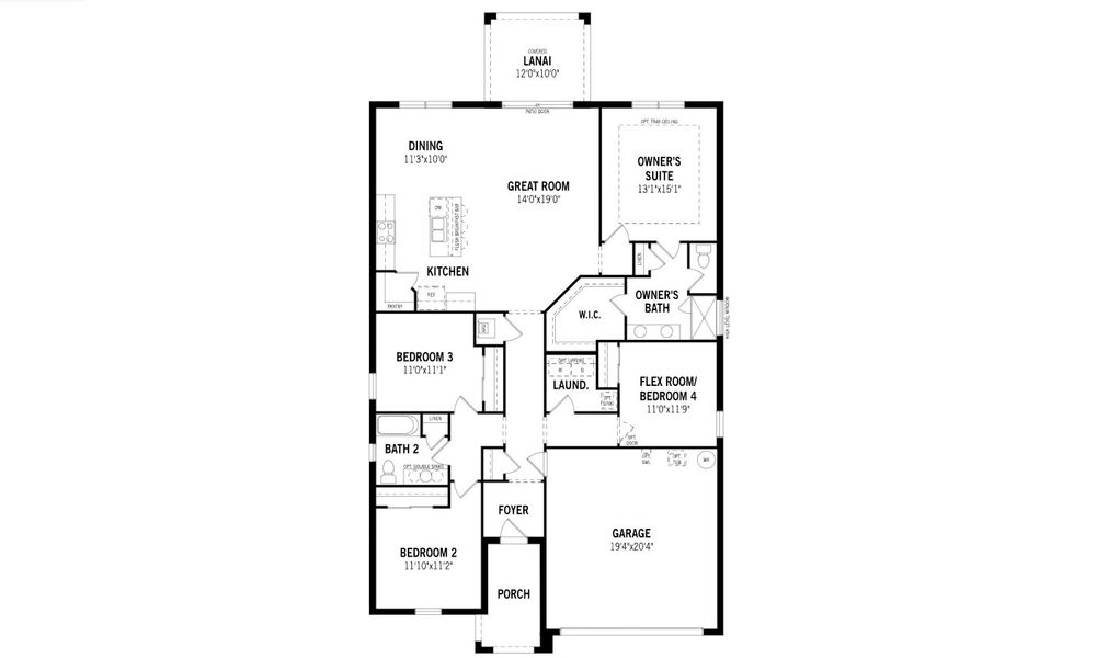 2D floor plan layout for the Cascades by Mattamy Homes in Wellen Park, Venice, FL (Image 3).