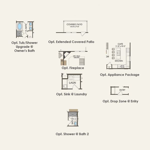 2D floor plan layout for the Parker by Pulte Homes in Parks of Village Creek, Burleson, TX (Image 4).