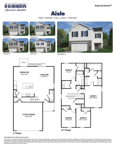 2D floor plan layout for the Aisle by D.R. Horton in Hunter Hill, Rocky Mount, NC (Image 3).