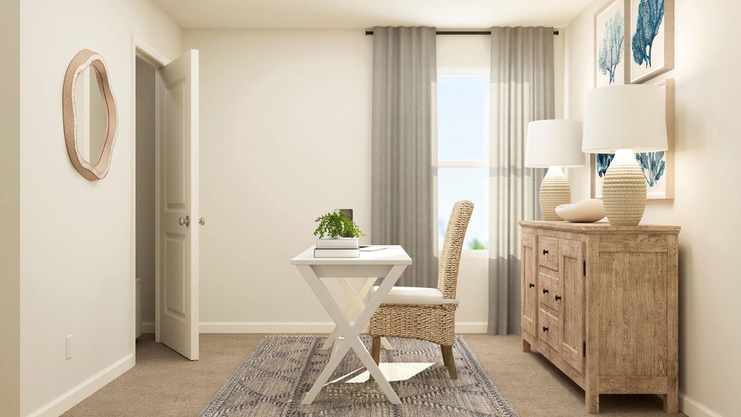 A room with a table and chairs. A room with a table and chairs.