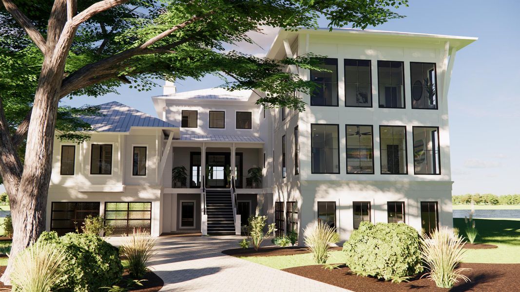 Front exterior of a new home in , Isle Of Palms, SC, highlighting curb appeal (Image 1).