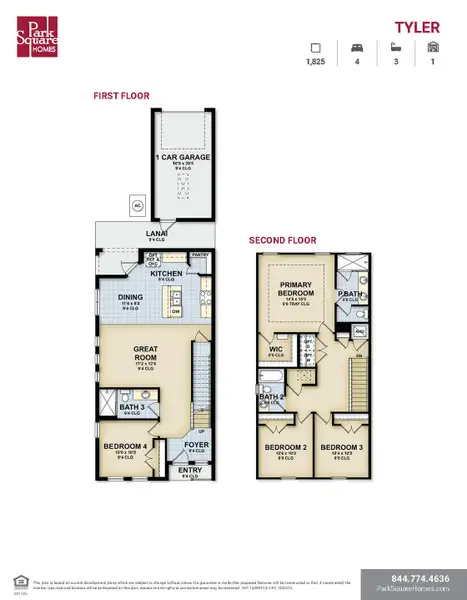 2D floor plan layout for the Tyler by Park Square Residential in Townwalk at Babcock Ranch, Punta Gorda, FL (Image 2). 2D floor plan layout for the Tyler by Park Square Residential in Townwalk at Babcock Ranch, Punta Gorda, FL (Image 2).