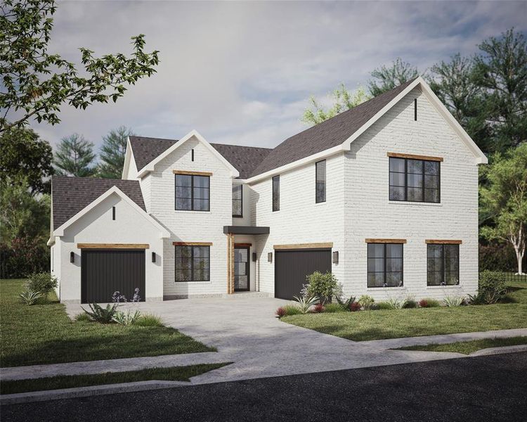 Front exterior of a new home in The Grove, North Richland Hills, TX, highlighting curb appeal (Image 1). Front exterior of a new home in The Grove, North Richland Hills, TX, highlighting curb appeal (Image 1).