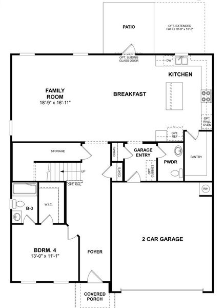 2D floor plan layout for the Savoy II by M/I Homes in Bellamore, York, SC (Image 4).