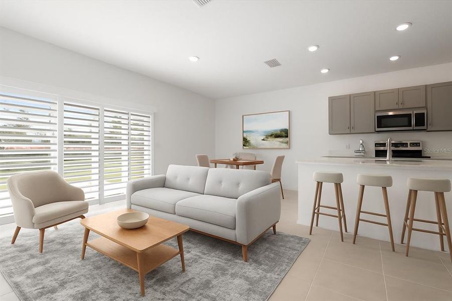 Furnished interior in a model home at The Townhomes at Azario Lakewood Ranch in Bradenton (Image 11).