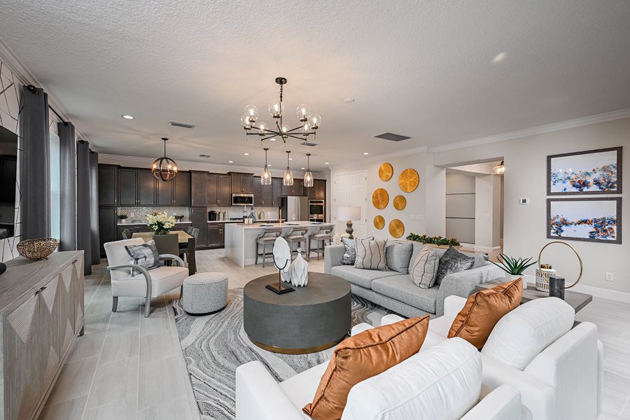 Representative furnished interior of a home built from the Palmer Executive by Risewell Homes in Park View at the Hills, Minneola (Image 5). Representative furnished interior of a home built from the Palmer Executive by Risewell Homes in Park View at the Hills, Minneola (Image 5).