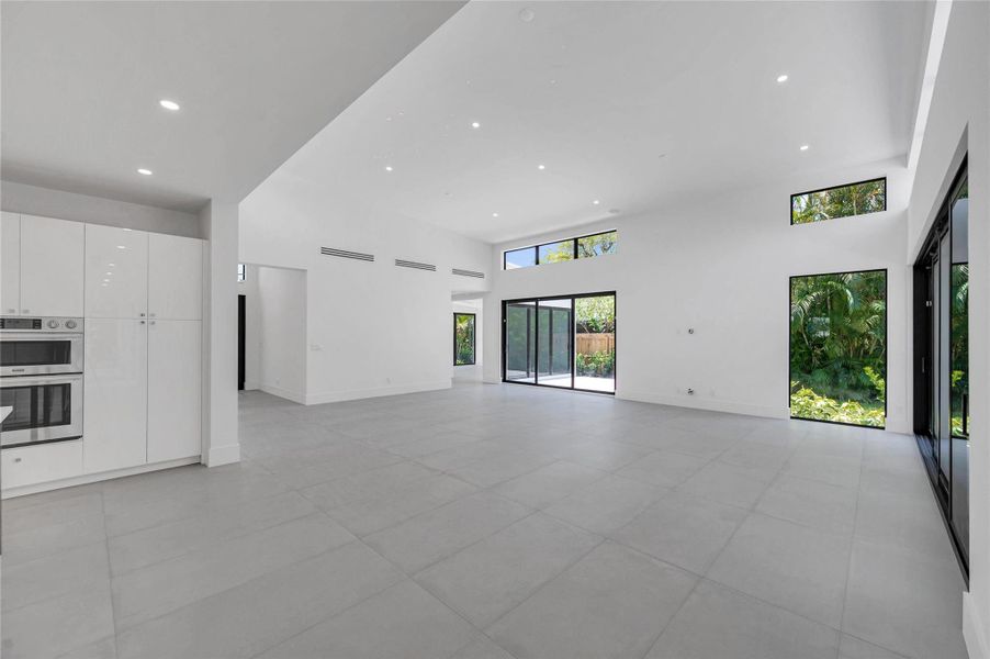 View from the kitchen to the great room