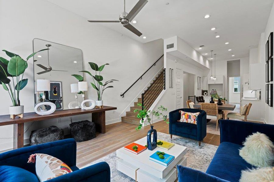Furnished interior view inside a new home in Bluebonnet Lofts, Austin (Image 8). Furnished interior view inside a new home in Bluebonnet Lofts, Austin (Image 8).