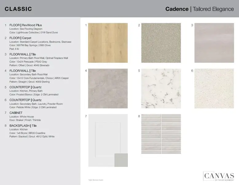 9104 The Ravine Way design selections! This home is currently under construction and selections are subject to change