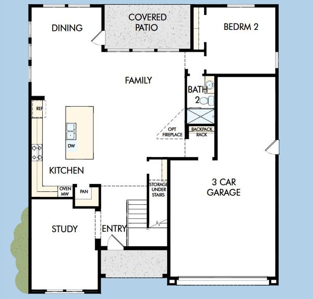 2D floor plan layout for the The Eldridge by David Weekley Homes in Alston at Soleo, San Tan Valley, AZ (Image 3).