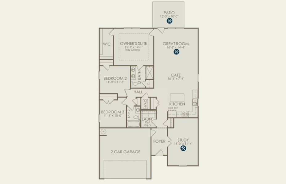 2D floor plan layout of this home in Monroe Preserve, Chapin, SC (Image 5).