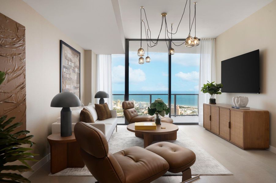 Furnished interior view inside a new home in , Miami Beach (Image 5).