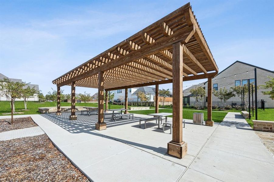 Whether it's lively neighborhood fun or just quite time, this outdoor area offers plenty of space for friends to gather!