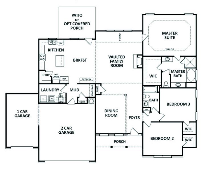 2D floor plan layout of this home in Woodland Hills, Loganville, GA (Image 2).