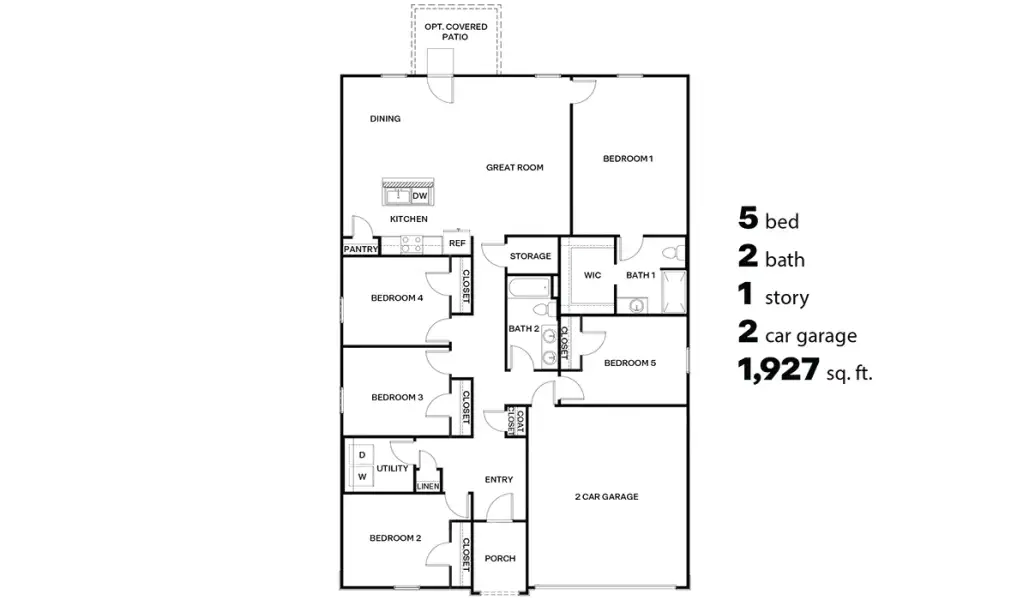 2D floor plan layout for the Bronco - T40B by D.R. Horton in Sorrel Ridge Estates, Tucson, AZ (Image 5).