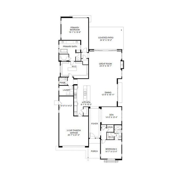 2D floor plan layout for the 7003 by Camelot Homes in The Villas II at Desert Mountain, Scottsdale, AZ (Image 3).