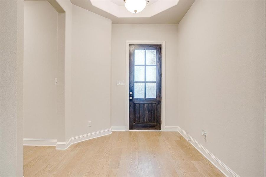 Entrance foyer featuring light hardwood / wood-style floors