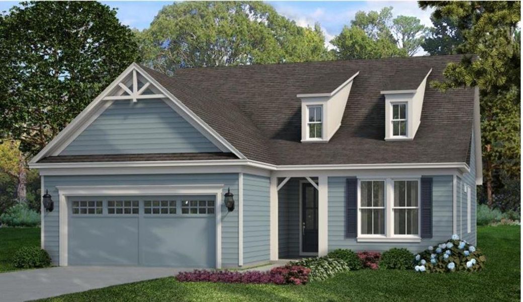 Front exterior of a new home in Cresswind Georgia at Twin Lakes, Hoschton, GA, highlighting curb appeal (Image 1).