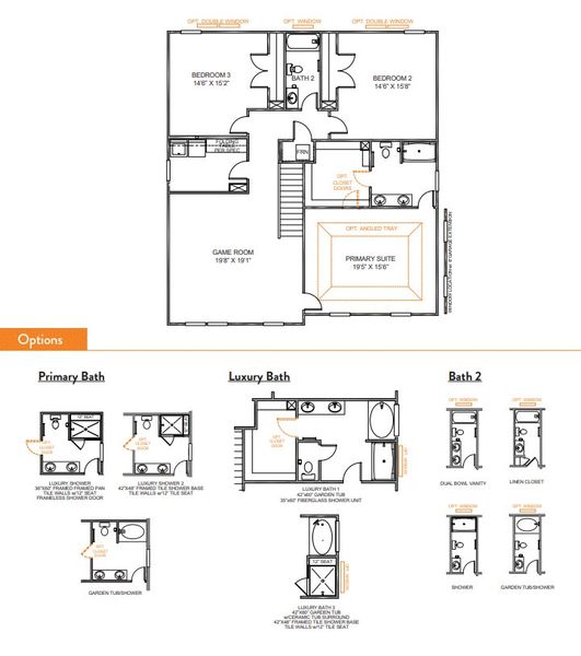 2D floor plan layout for the Riley by True Homes in Whispering Hills, Locust, NC (Image 4).