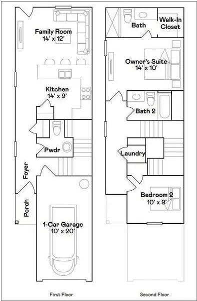 2D floor plan layout of this home in Indian Springs: Wellton Collection, Crosby, TX (Image 2).