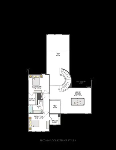 2D floor plan layout of this home in Park Collection At Wolf Ranch, Georgetown, TX (Image 5).