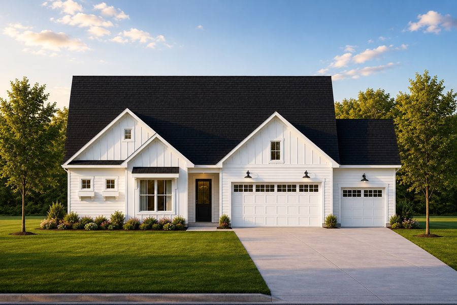 Representative exterior photo of a completed home built from the Madison by Acrew Homes in Country Club Creek, Ayden, NC (Image 2). Representative exterior photo of a completed home built from the Madison by Acrew Homes in Country Club Creek, Ayden, NC (Image 2).