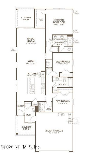 2D floor plan layout of this home in Seasons at Marietta Cove, Jacksonville, FL (Image 4). 2D floor plan layout of this home in Seasons at Marietta Cove, Jacksonville, FL (Image 4).