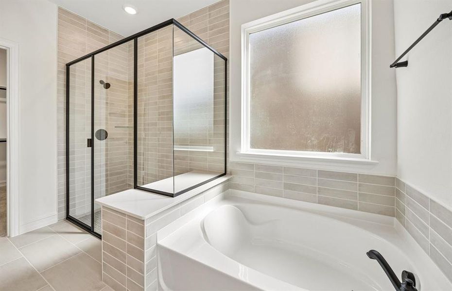 Primary bath with separate tub and shower