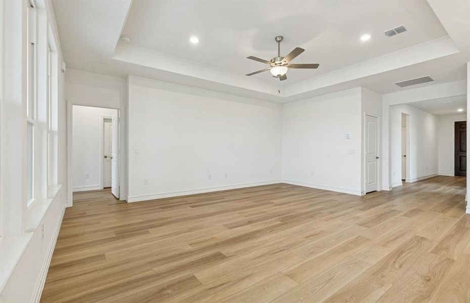 Gathering room with tray ceiling