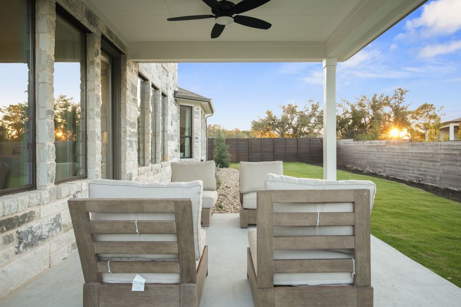 Exterior details and patio area of a home in Provence 50', Austin (Image 28).