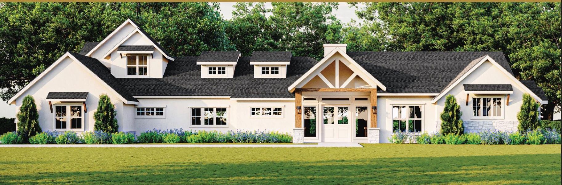 Front exterior of a new home in , Blanco, TX, highlighting curb appeal (Image 1). Front exterior of a new home in , Blanco, TX, highlighting curb appeal (Image 1).