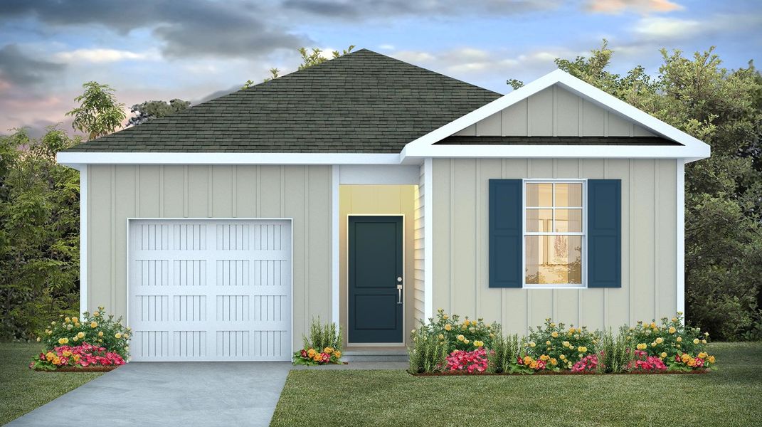 Representative exterior photo of a completed home built from the CAMERON by D.R. Horton in Hunter's Branch, Hopkins, SC (Image 17).