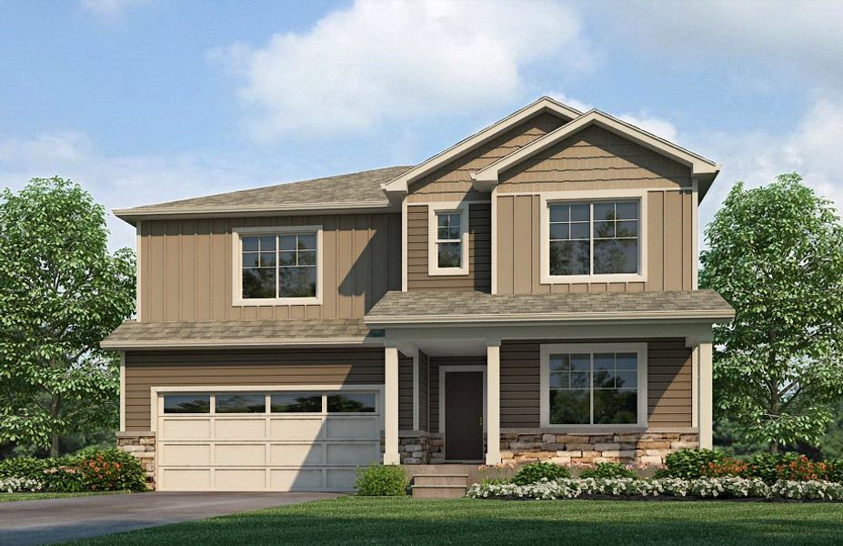 Representative exterior photo of a completed home built from the Hennessy by D.R. Horton in Northridge Estates, Greeley, CO (Image 2). Representative exterior photo of a completed home built from the Hennessy by D.R. Horton in Northridge Estates, Greeley, CO (Image 2).