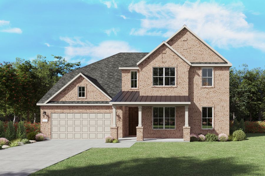 The Electra, a two-story new home design shown with home exterior FC 202 The Electra, a two-story new home design shown with home exterior FC 202