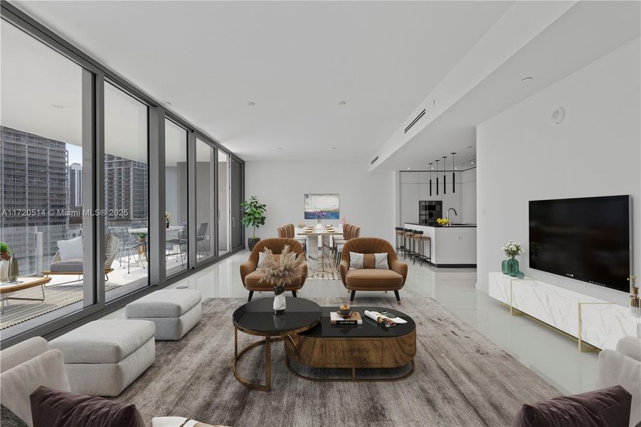 Furnished interior view inside a new home in Aston Martin Residences, Miami (Image 3). Furnished interior view inside a new home in Aston Martin Residences, Miami (Image 3).