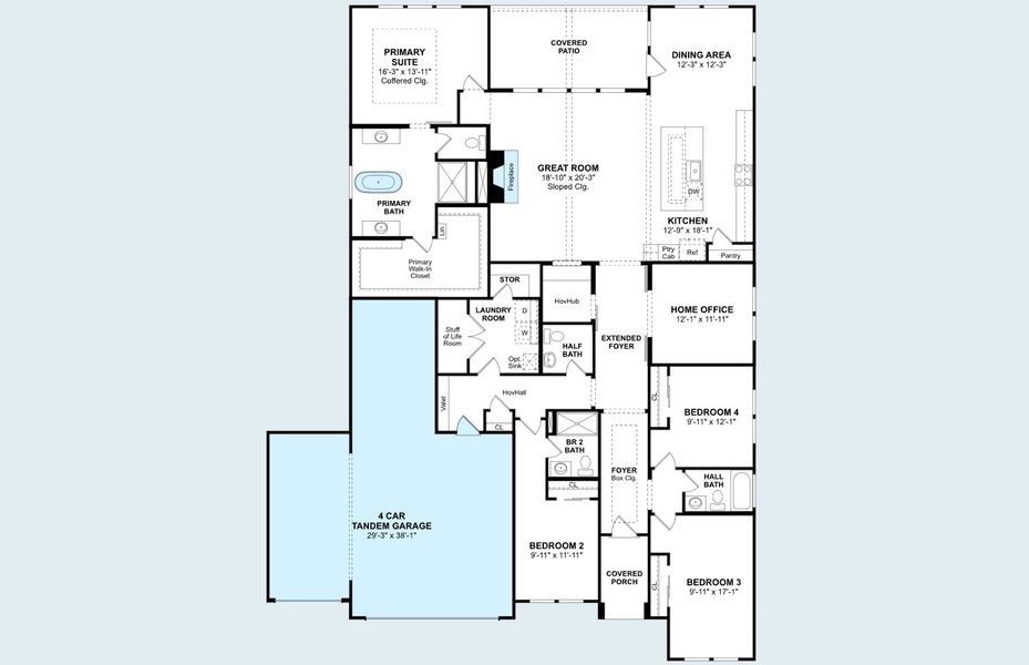 2D floor plan layout of this home in Westland Ranch - 70' Homesites, League City, TX (Image 3).