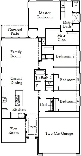 2D floor plan layout of this home in Hulen Trails, Fort Worth, TX (Image 2).