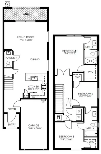 2D floor plan layout for the Bondi by D.R. Horton in Lakeside Landing, Royal Palm Beach, FL (Image 3). 2D floor plan layout for the Bondi by D.R. Horton in Lakeside Landing, Royal Palm Beach, FL (Image 3).