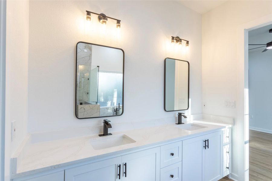 Perspective from the walk-in shower.