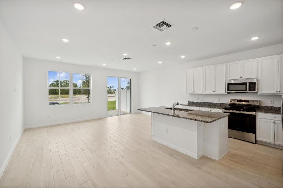 Kitchen, Great Room and Dining Area Kitchen, Great Room and Dining Area