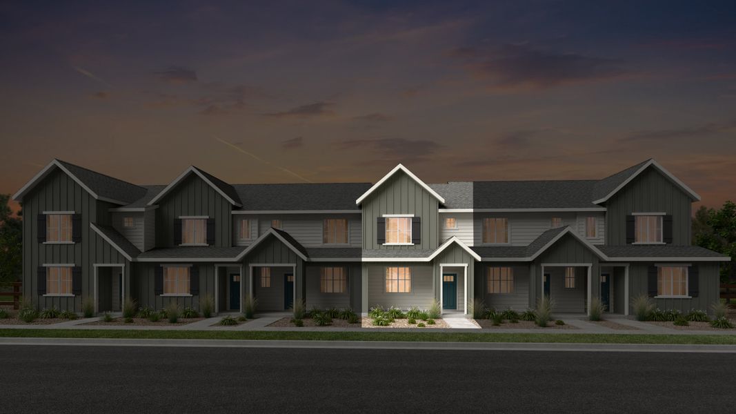 Representative exterior photo of a completed home built from the Backcountry by Taylor Morrison in Parterre Townhomes - The Westerly Collection, Thornton, CO (Image 2).