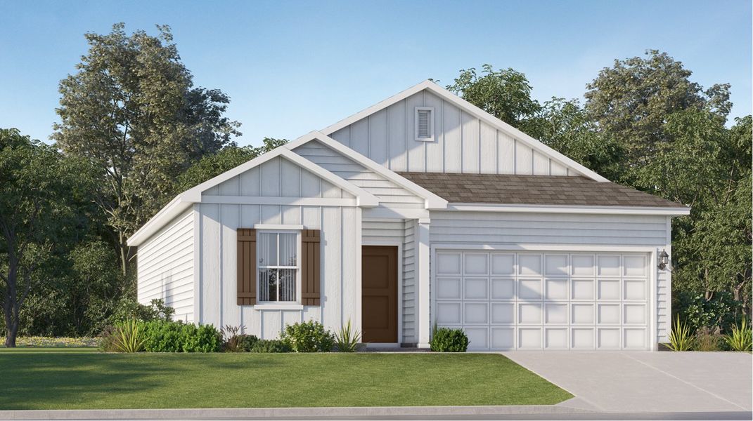 Front exterior of a new home in Ross Farms: Grandview Collection, Clarksville, TN, highlighting curb appeal (Image 1).